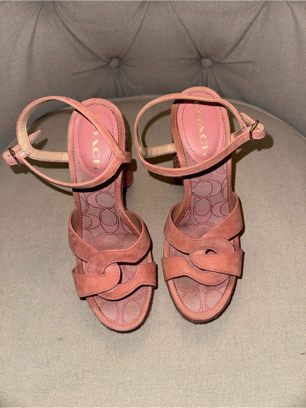 Coach Coral Pink Suede & Espadrille Platform Sandal | US 7 | EUR 37.5 - Picture 3 of 9